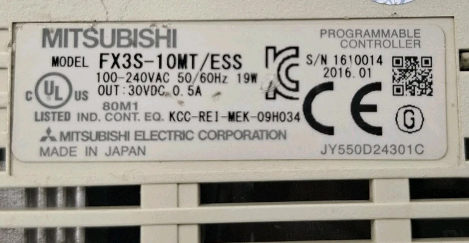 MITSUBISHI FX3S-10MT/ESS 100-240VAC PROGRAMMABLE CONTROLLER FX3S10MTESS